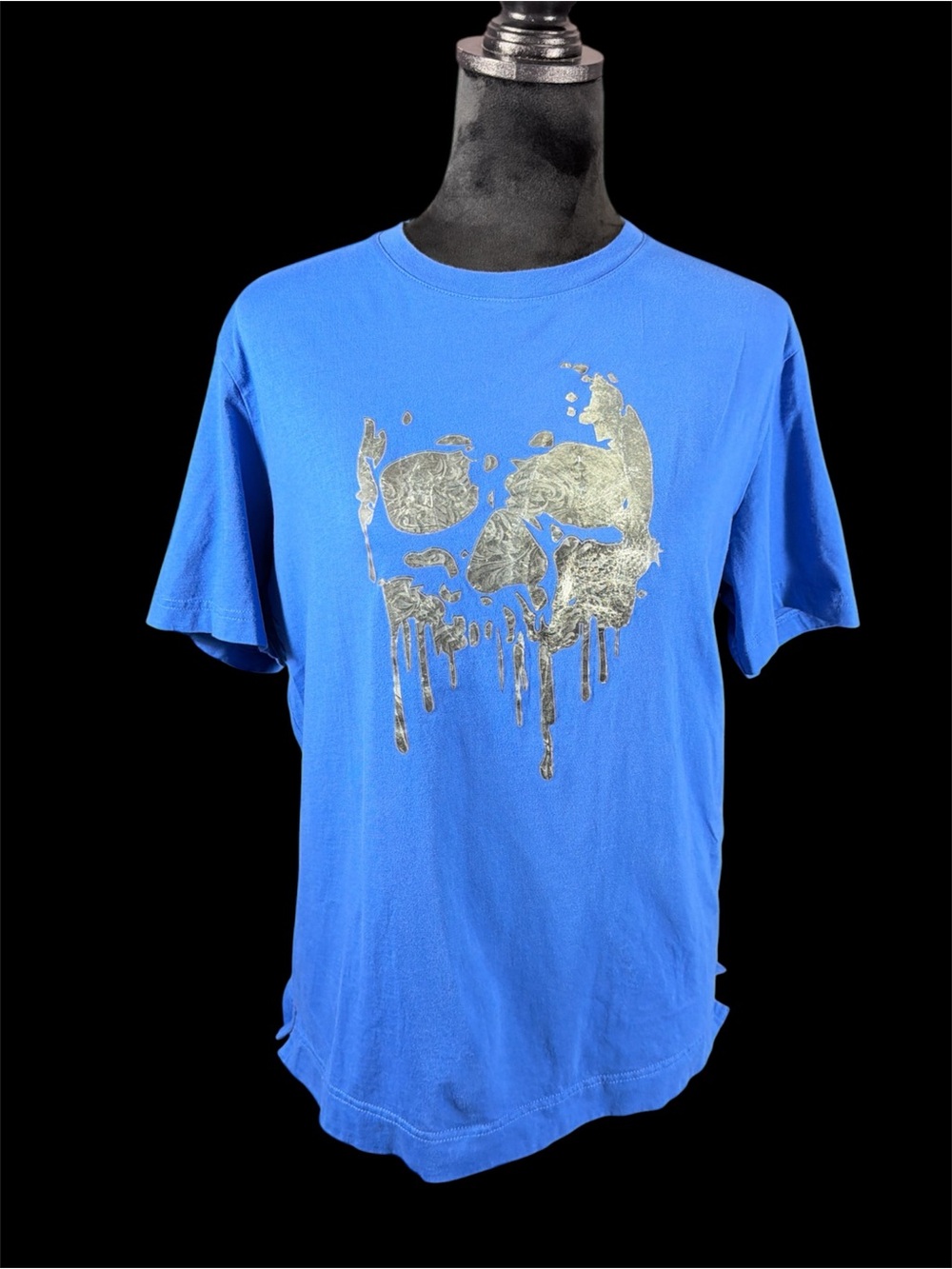 Robert Graham Blue Short-Sleeve T-Shirt with Metallic Skull Graphic